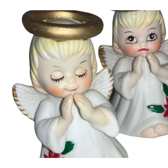 Ceramic Angel Bells Each with Unique Eyes  Taiwan Set of 3 - Picture 2 of 10